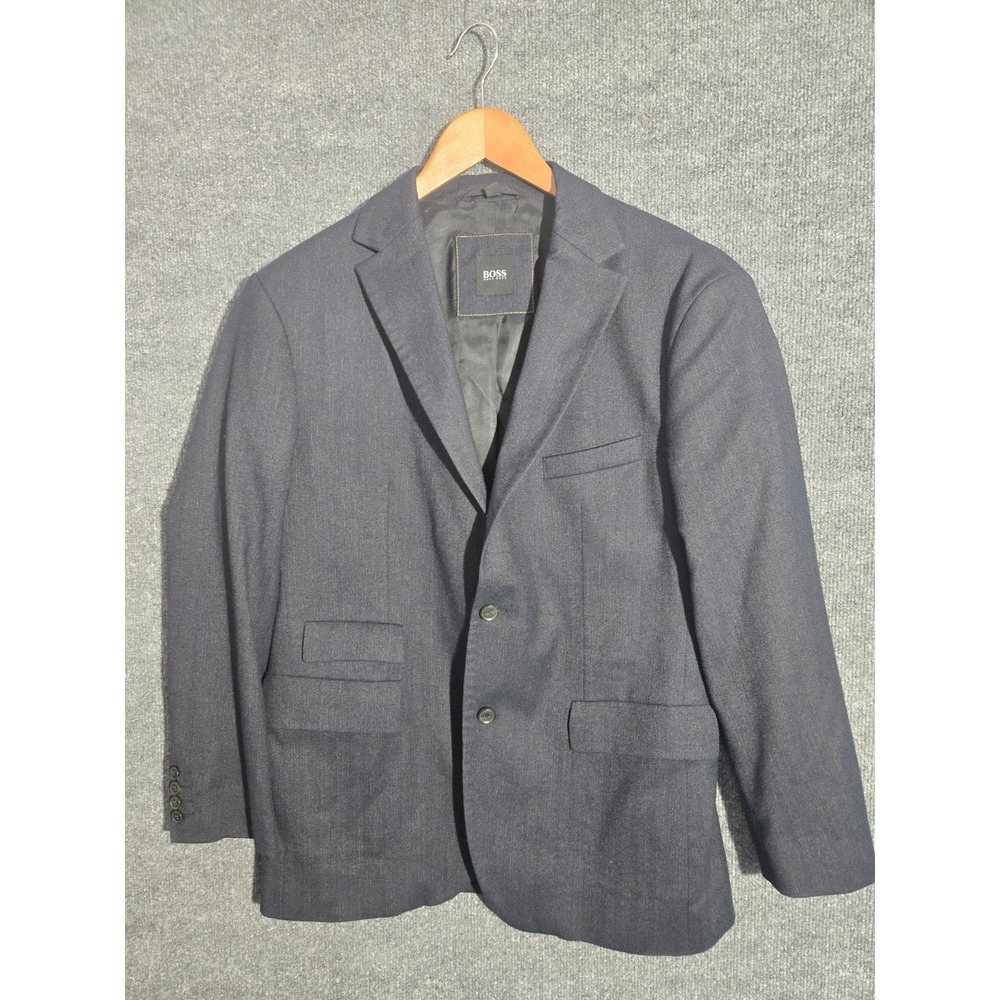 BOSS Hugo Boss Coast Stretch Sport Coat Blazer 40R Navy Pinstripe Wool Blend